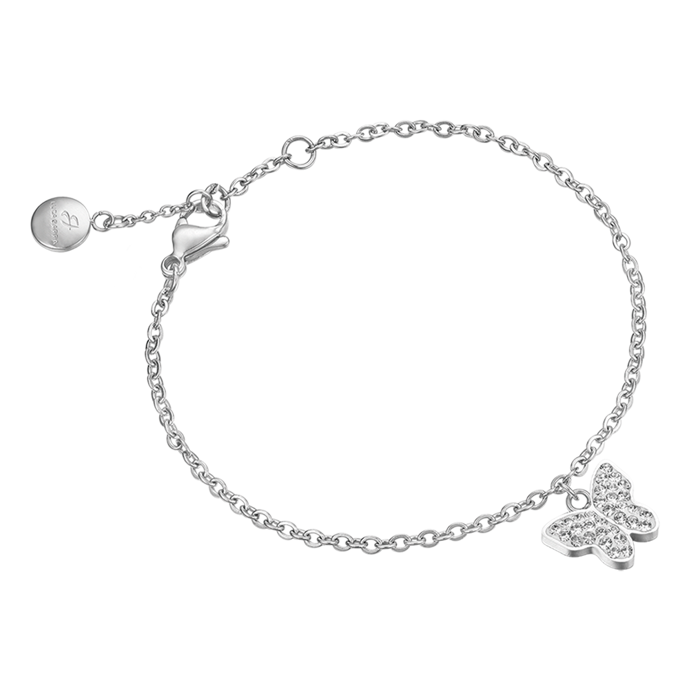 BRACELET POUR FEMME EN ACIER AVEC PAPILLON ET CRISTAUX Luca Barra