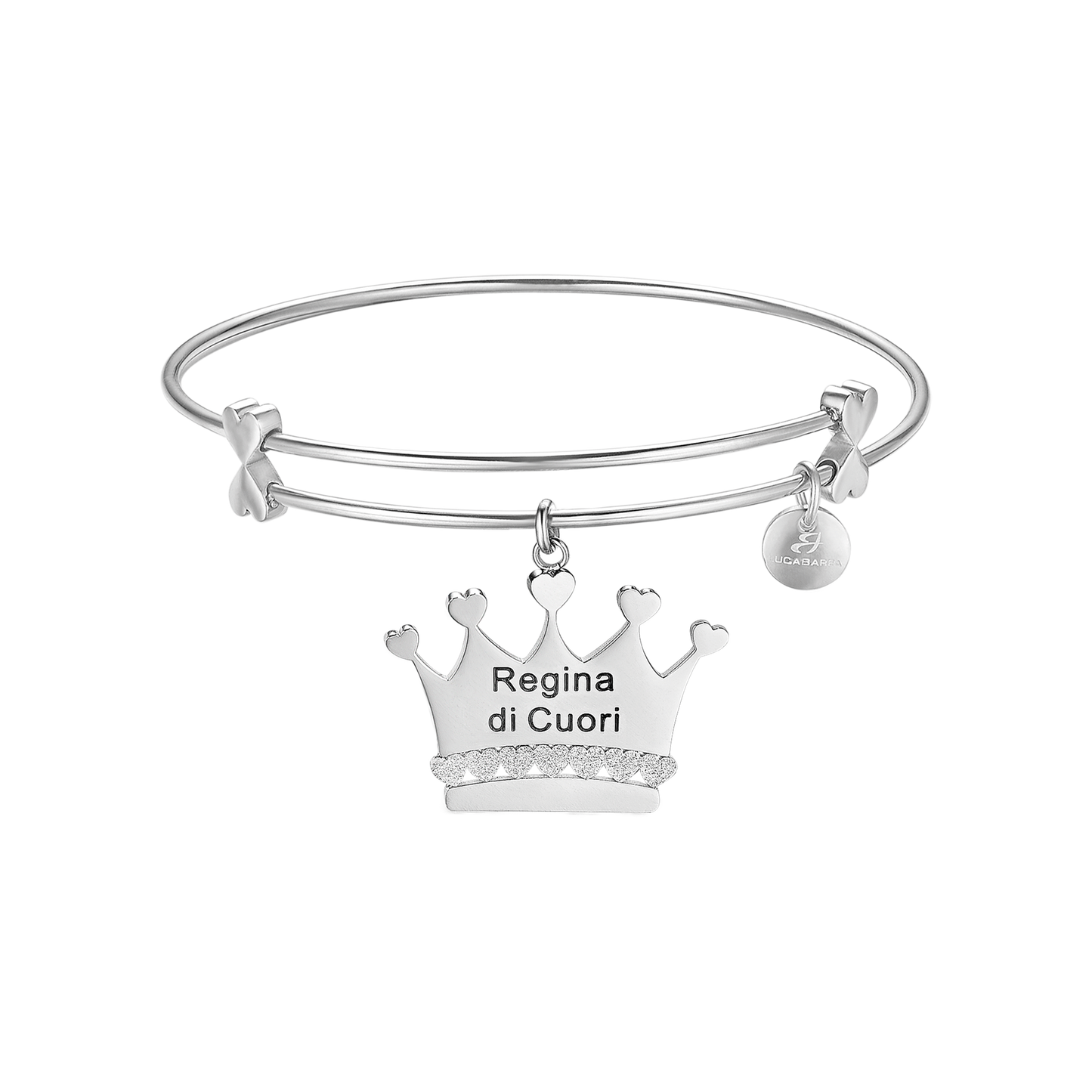 BRACELET EN ACIER AVEC COURONNE ET ÉCRITURE "QUEEN OF HEARTS" Luca Barra