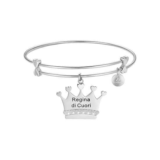 BRACELET EN ACIER AVEC COURONNE ET ÉCRITURE "QUEEN OF HEARTS" Luca Barra