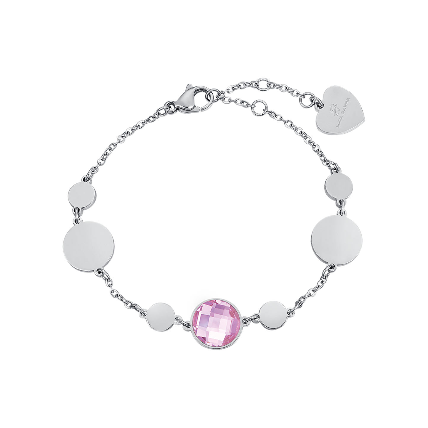 BRACELET EN ACIER AVEC PIERRES ROSE Luca Barra