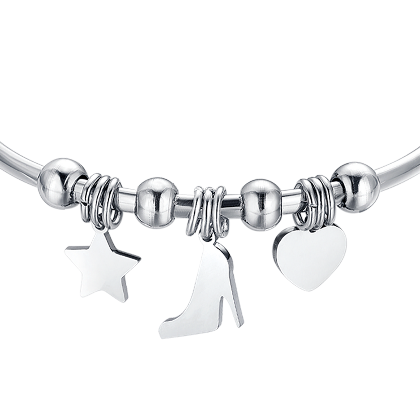 BRACELET EN ACIER AVEC ÉTOILE, CHAUSSURE ET COEUR Luca Barra