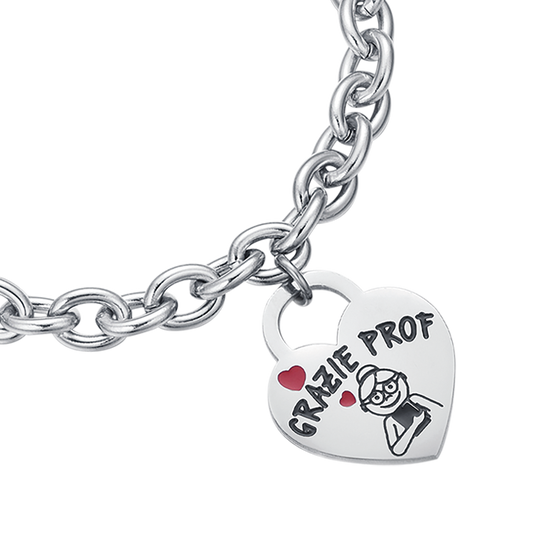 BRACELET EN ACIER POUR DAMES AVEC UN CŒUR DE REMERCIEMENT PROF