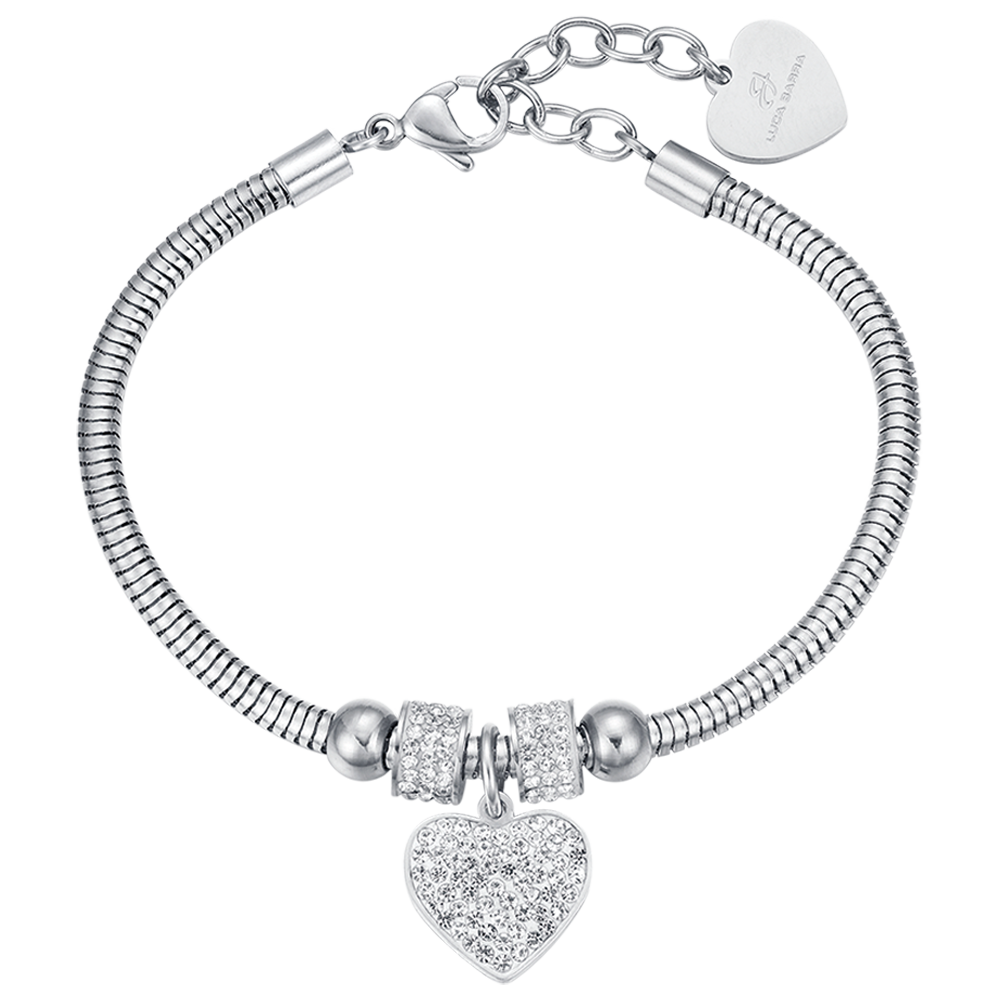 BRACELET POUR FEMME EN ACIER AVEC COEUR ET CRISTAUX BLANCS Luca Barra