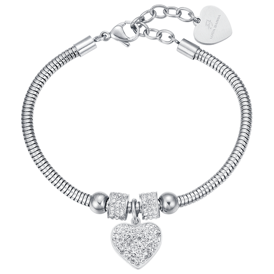 BRACELET POUR FEMME EN ACIER AVEC COEUR ET CRISTAUX BLANCS Luca Barra