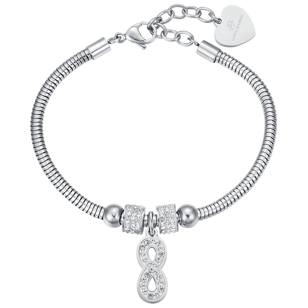 BRACELET INFINIE EN ACIER POUR FEMME AVEC CRISTAUX BLANCS Luca Barra