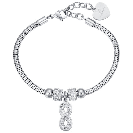 BRACELET INFINIE EN ACIER POUR FEMME AVEC CRISTAUX BLANCS Luca Barra