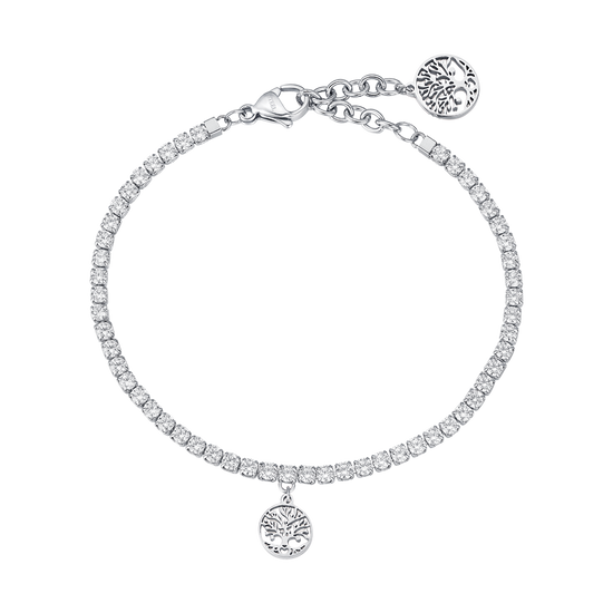 BRACELET EN ACIER AVEC ARBRE DE VIE ET CRISTAUX BLANCS Luca Barra