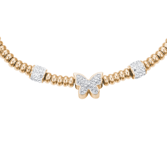BRACELET ACIER OR IP AVEC PAPILLON EN CRISTAL BLANC