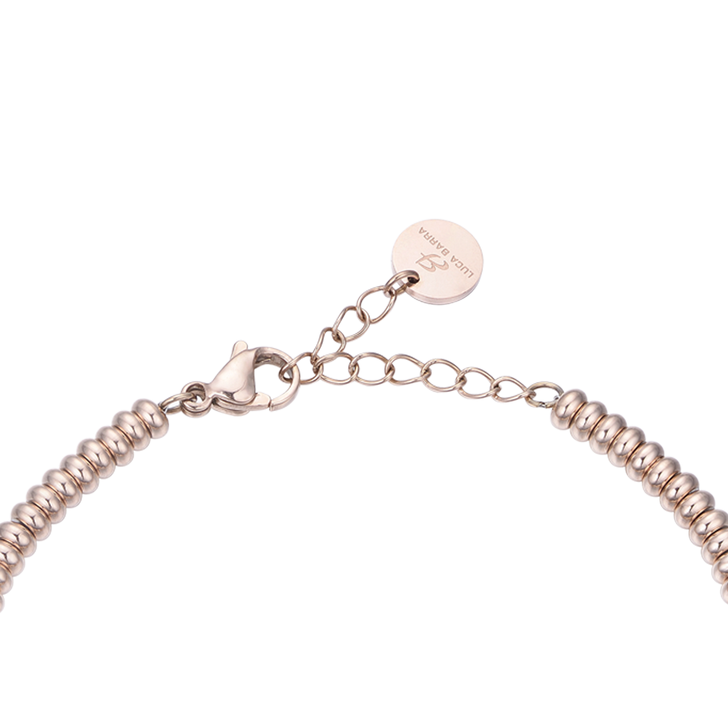 BRACCIALE IN ACCIAIO IP ROSE CON ANGELO CON CRISTALLI BIANCHI