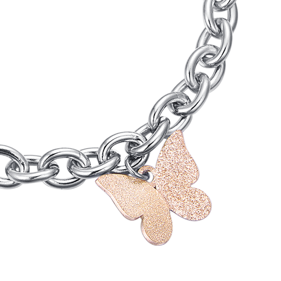 BRACELET EN ACIER AVEC IP ROSE BUTTERFLY Luca Barra