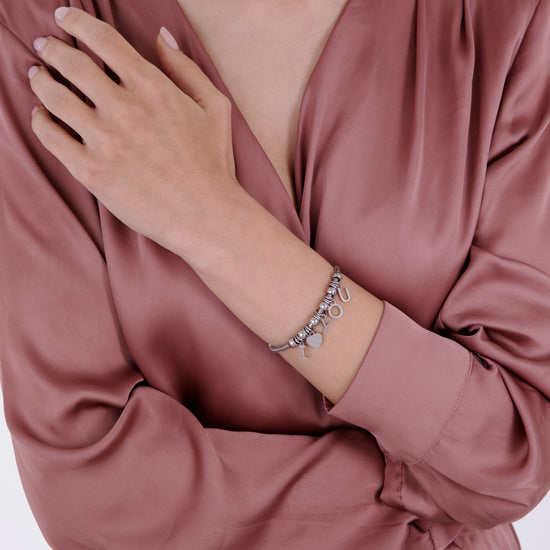 BRACCIALE IN ACCIAIO CON CHARMS I LOVE YOU