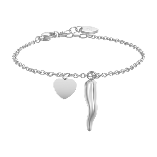BRACELET FEMME EN ACIER AVEC CŒUR ET CORNE