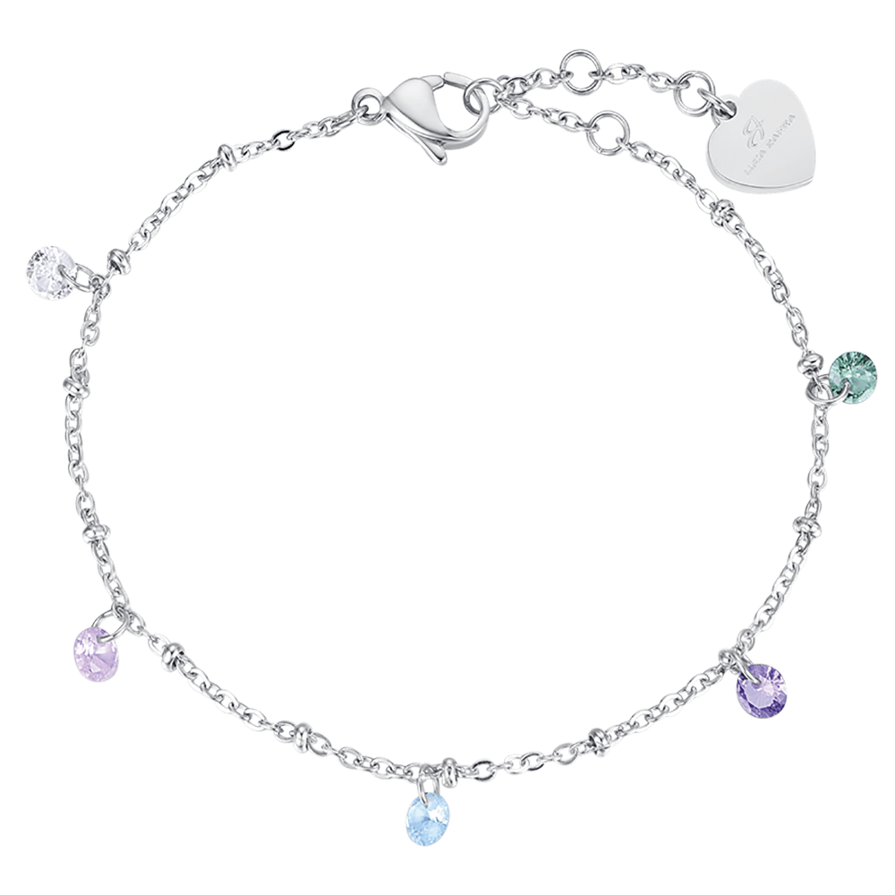 BRACELET ACIER POUR FEMME AVEC CRISTAUX MULTICOLORES