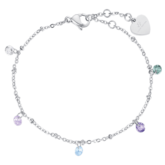 BRACELET ACIER POUR FEMME AVEC CRISTAUX MULTICOLORES