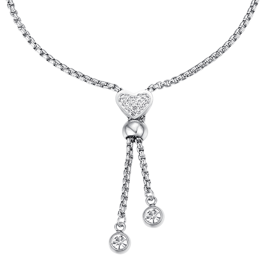 BRACCIALE IN ACCIAIO CON CUORE CON CRISTALLI BIANCHI