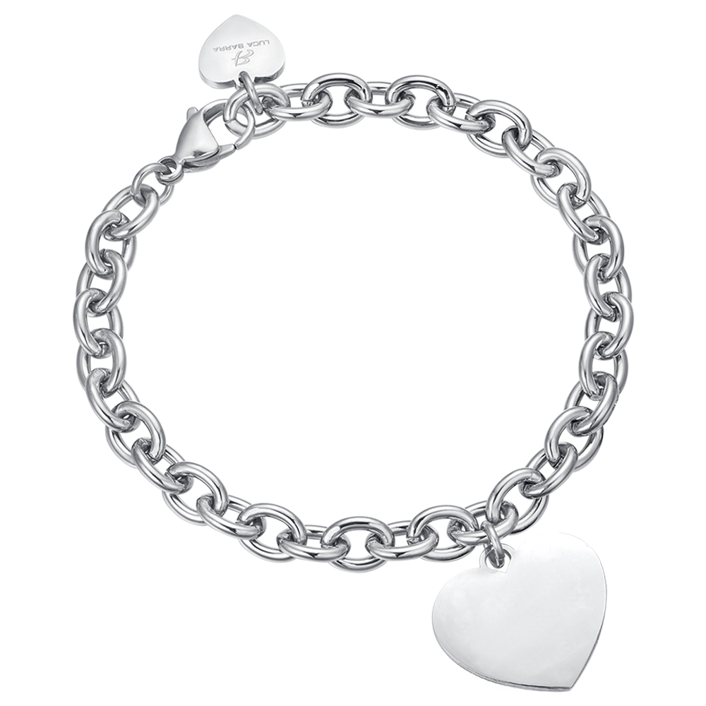 BRACELET PERSONNALISÉ POUR FEMME EN ACIER INOXYDABLE AVEC CHAÎNE À COEUR tricoté Luca Barra