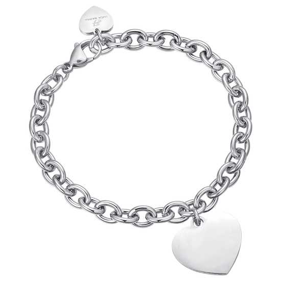 BRACELET PERSONNALISÉ POUR FEMME EN ACIER INOXYDABLE AVEC CHAÎNE À COEUR tricoté Luca Barra