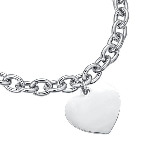 BRACELET PERSONNALISÉ EN ACIER POUR FEMMES, À MAILLONS EN FORME DE CŒUR