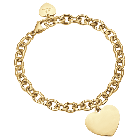 BRACELET PERSONNALISÉ EN ACIER DORE POUR FEMME AVEC COEUR EN CHAÎNE Luca Barra