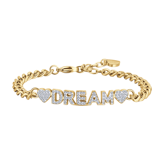 BRACELET D'ACIER RÊVE D'OR POUR FEMME AVEC CRISTAUX BLANCS Luca Barra