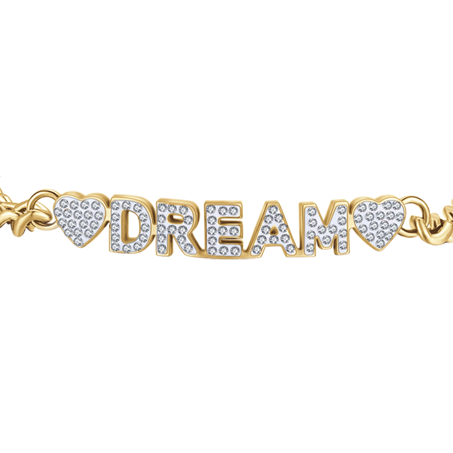BRACELET POUR FEMME EN ACIER PLAQUÉ OR DE RÊVE AVEC CRISTAUX BLANCS