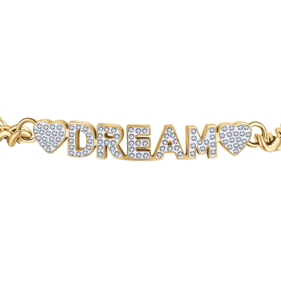 BRACELET POUR FEMME EN ACIER PLAQUÉ OR DE RÊVE AVEC CRISTAUX BLANCS