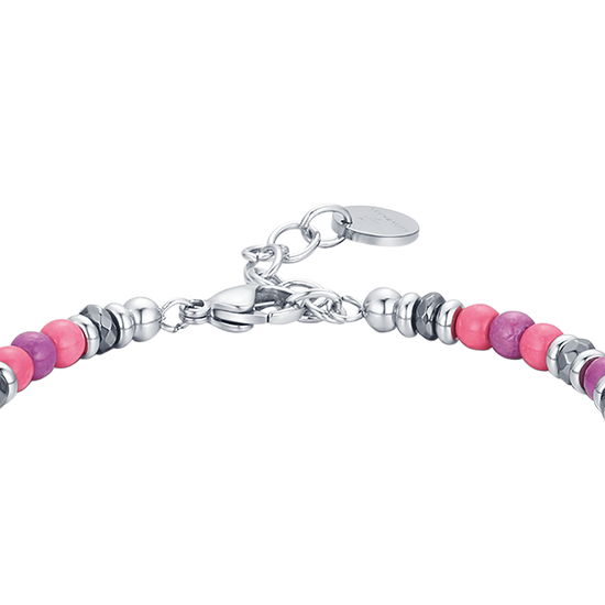 BRACELET EN ACIER AVEC PIERRES ROSE ET VIOLET Luca Barra