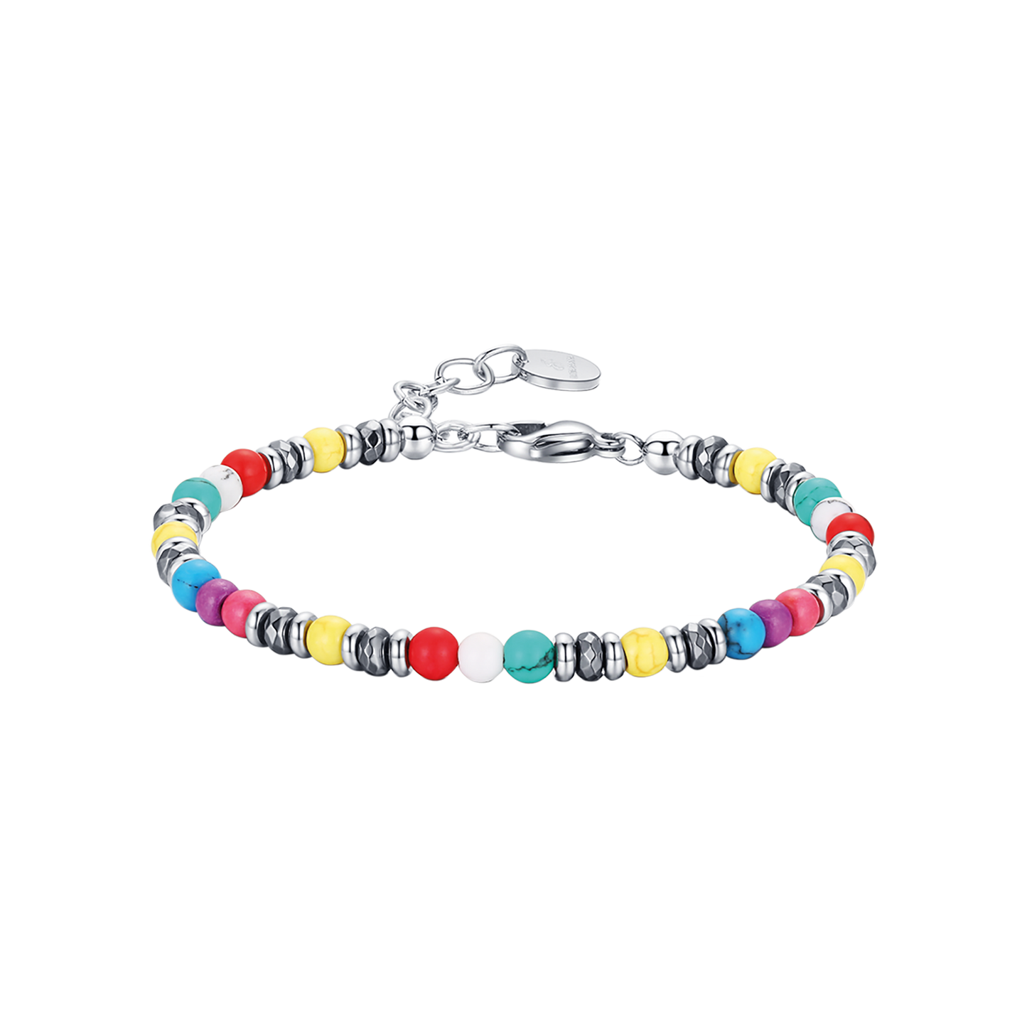 BRACELET EN ACIER AVEC PIERRES MULTICOLORES Luca Barra