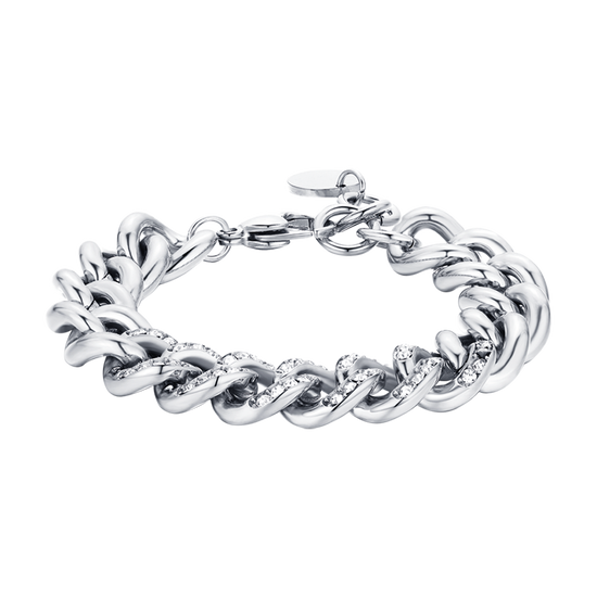 BRACELET POUR FEMME EN ACIER INOXYDABLE AVEC CHAÎNE DE CRISTAUX BLANCS Luca Barra