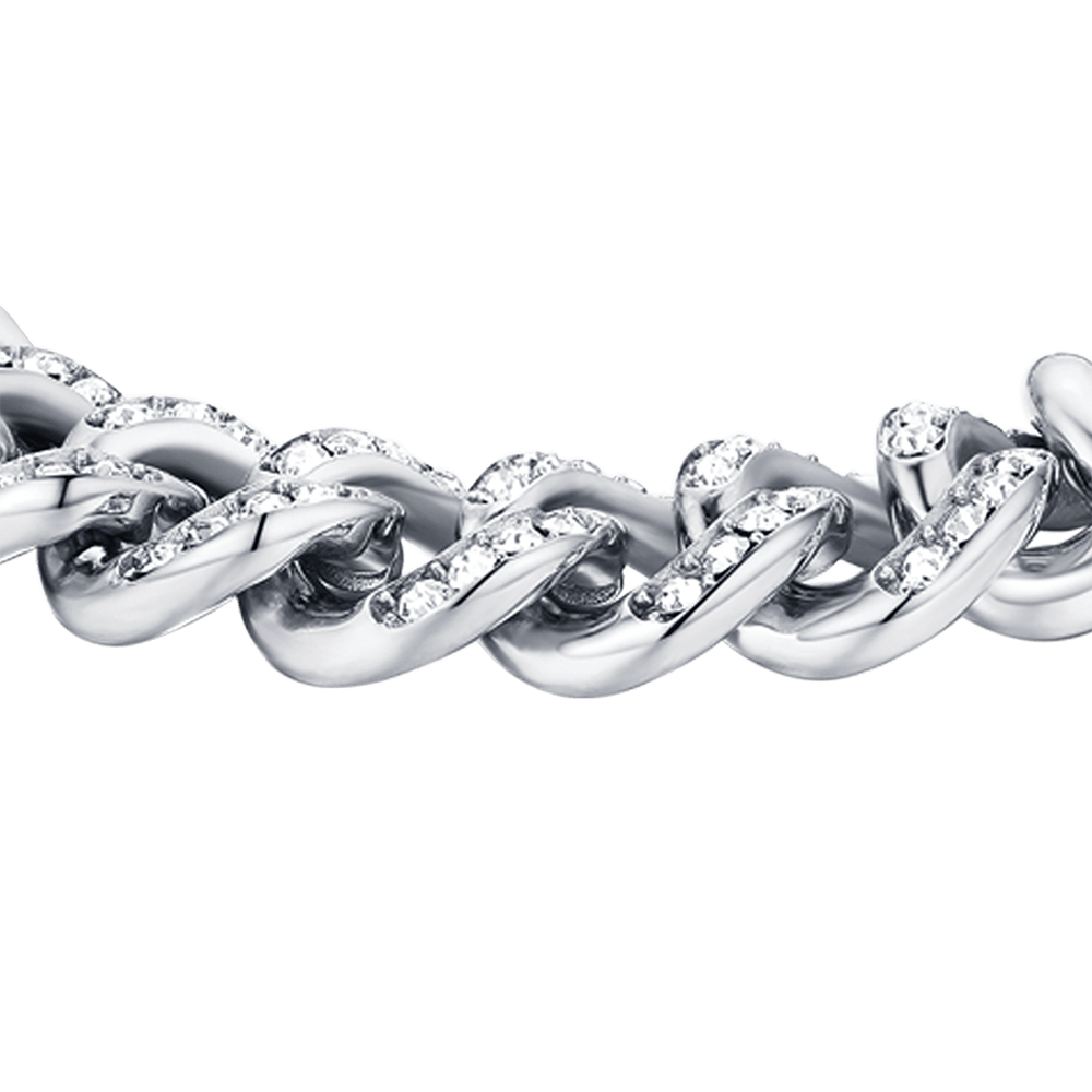 BRACELET EN ACIER POUR FEMME AVEC CHAÎNE À CRISTAUX BLANCS