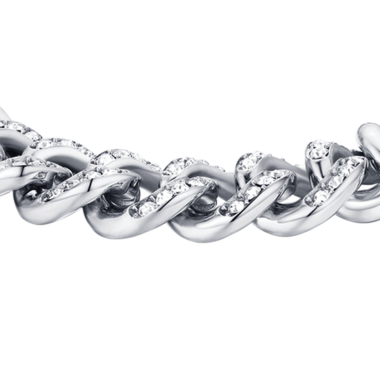 BRACELET EN ACIER POUR FEMME AVEC CHAÎNE À CRISTAUX BLANCS