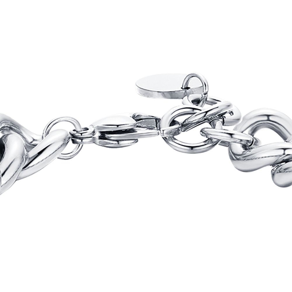 BRACELET EN ACIER POUR FEMME AVEC CHAÎNE À CRISTAUX BLANCS