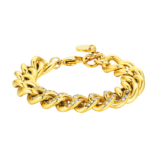 BRACELET EN ACIER POUR FEMME AVEC CHAÎNE À CRISTAUX BLANCS