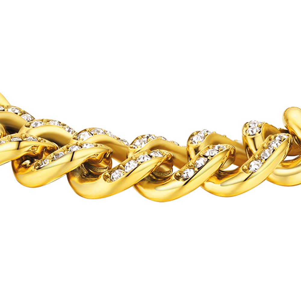 BRACELET EN ACIER POUR FEMME AVEC CHAÎNE À CRISTAUX BLANCS