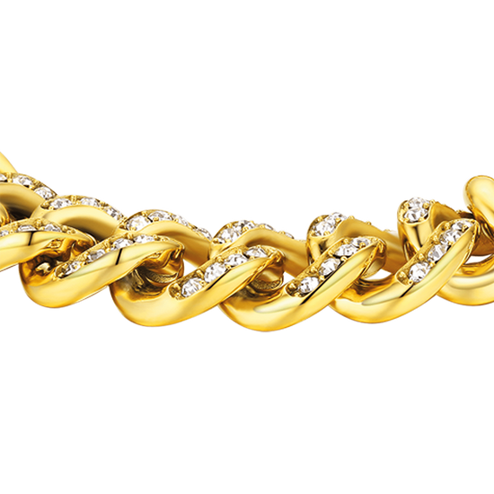 BRACELET EN ACIER POUR FEMME AVEC CHAÎNE À CRISTAUX BLANCS