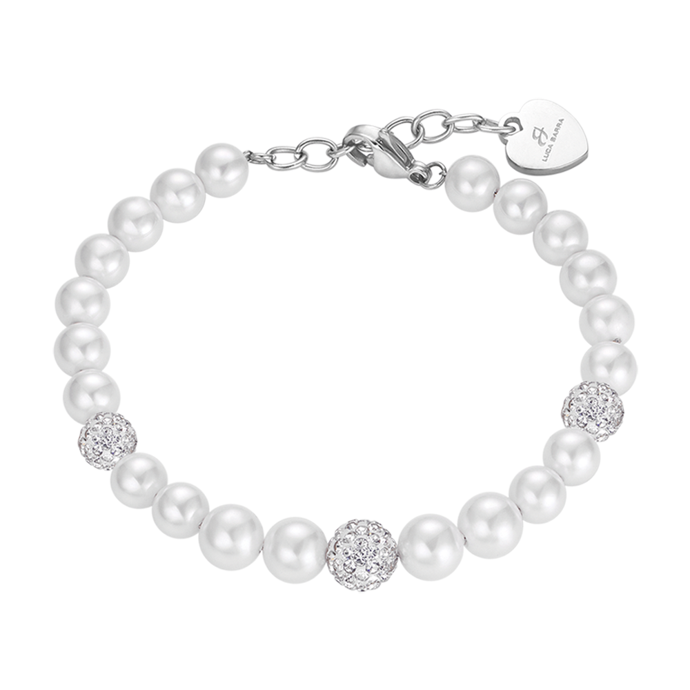 BRACELET DE PERLES AVEC CRISTAUX BLANCS Luca Barra