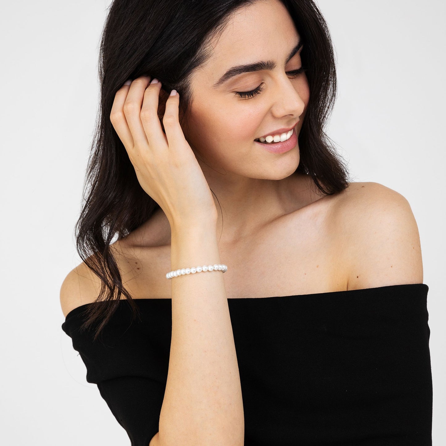 BRACELET DE PERLES BLANCHES POUR FEMMES