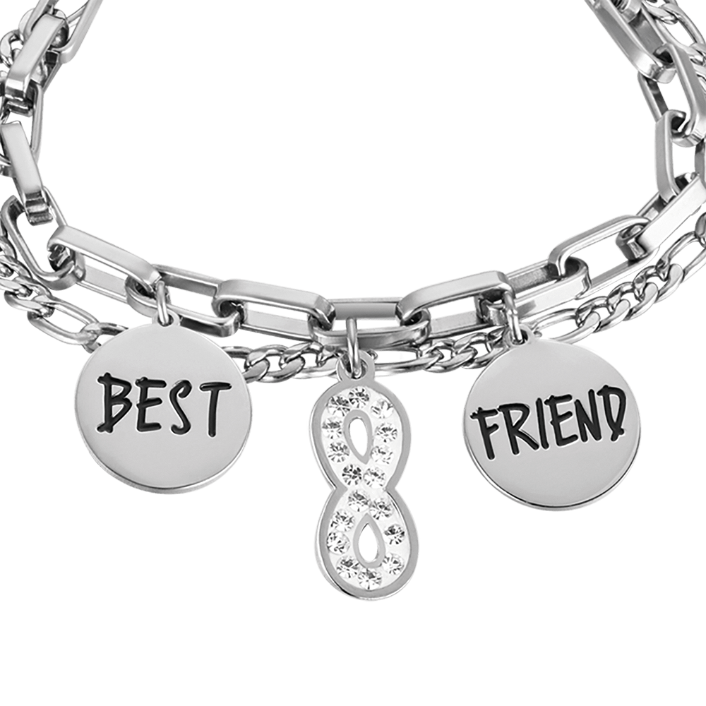 BRACELET INFINI EN ACIER POUR FEMMES AVEC CRISTAUX BLANCS