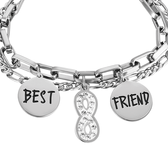 BRACELET INFINI EN ACIER POUR FEMMES AVEC CRISTAUX BLANCS