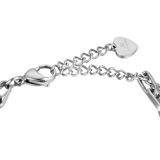 BRACELET FEMME EN ACIER AVEC COURONNE AVEC CRISTAUX BLANCS ET PLAQUES ÉMAILLÉES