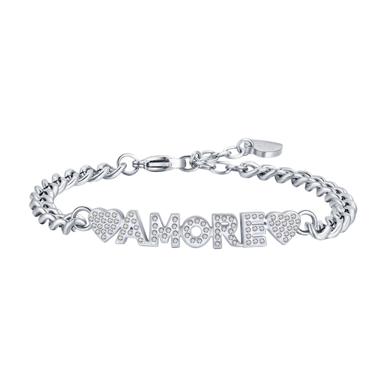 BRACELET ACIER AMOUR POUR FEMME AVEC CRISTAUX BLANCS Luca Barra