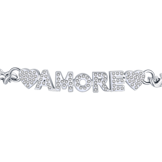 BRACELET D'AMOUR EN ACIER POUR FEMME AVEC CRISTAUX BLANCS