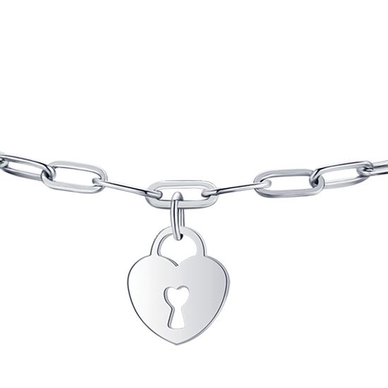 BRACELET EN ACIER POUR FEMMES AVEC CADENAS EN FORME DE CŒUR DE LUNE ET ÉTOILE