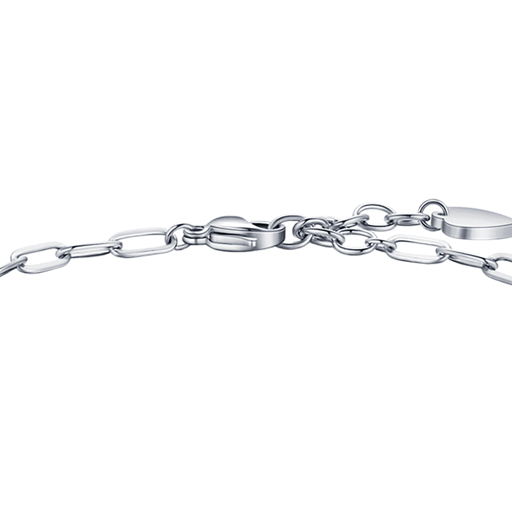 BRACELET EN ACIER POUR FEMMES AVEC CADENAS EN FORME DE CŒUR DE LUNE ET ÉTOILE