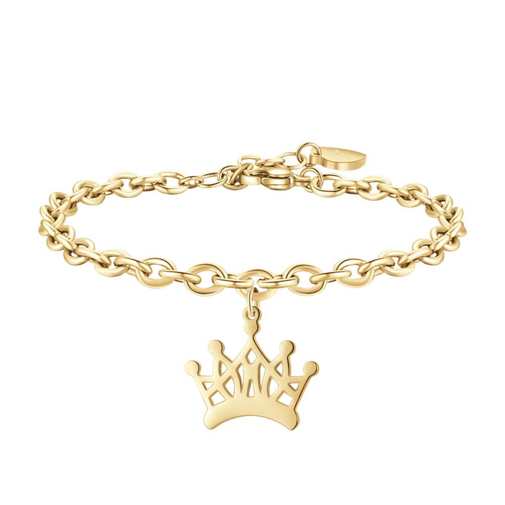 BRACELET D'ACIER DORÉ POUR FEMME AVEC COURONNE Luca Barra