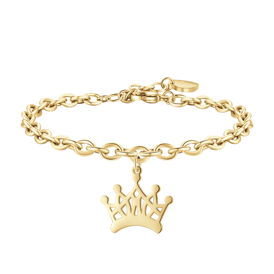 BRACELET D'ACIER DORÉ POUR FEMME AVEC COURONNE Luca Barra