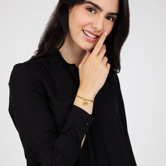 BRACELET FEMME EN ACIER PLAQUÉ OR AVEC COURONNE