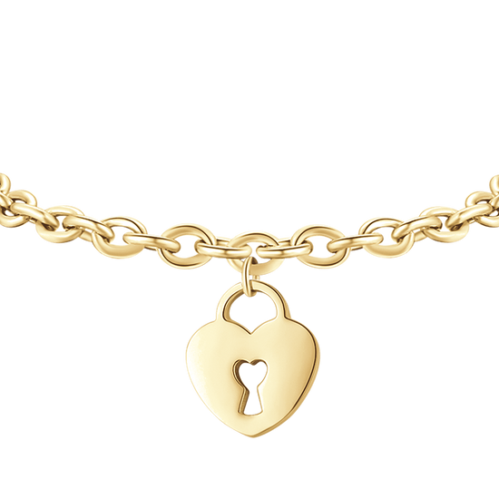 BRACELET EN ACIER PLAQUÉ OR AVEC FERMOIR À CŒUR POUR FEMME