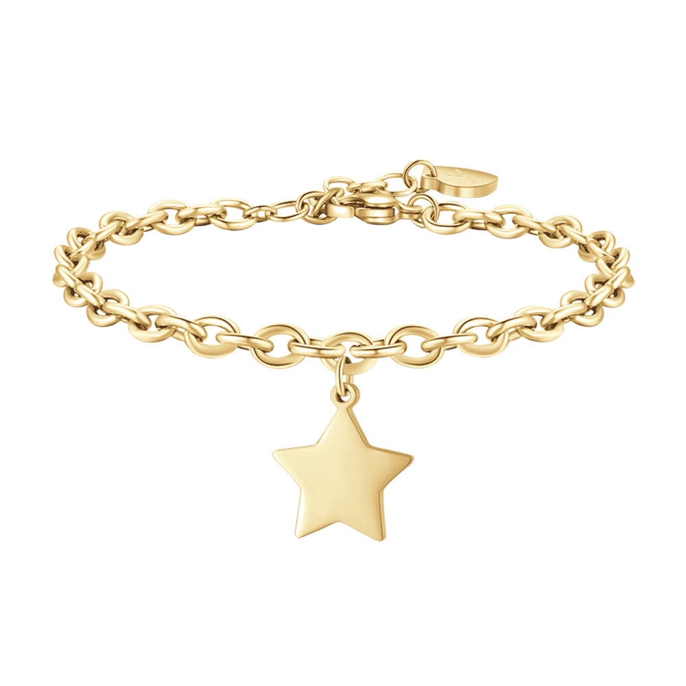 BRACELET D'ACIER DORÉ POUR FEMME AVEC ÉTOILE Luca Barra