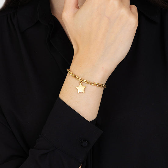 BRACELET D'ACIER DORÉ POUR FEMME AVEC ÉTOILE Luca Barra